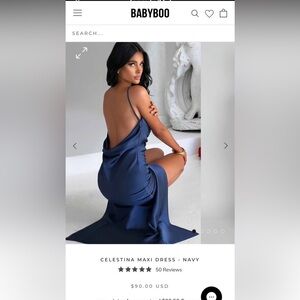 Elegant Navy Blue Satin Dress